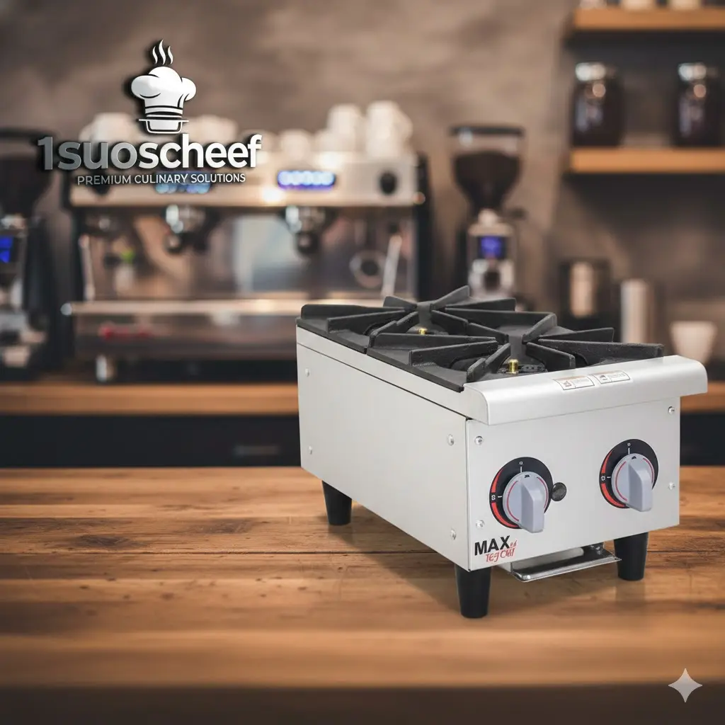 اجاق گاز ۲ شعله رومیزی صنعتی مکث (MAX) - استیل ضدزنگ