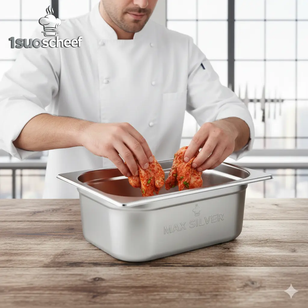 لگن بنماری استیل ۱/۲ عمق ۱۵ سانتی‌متر مکث سیلور (Max Silver)