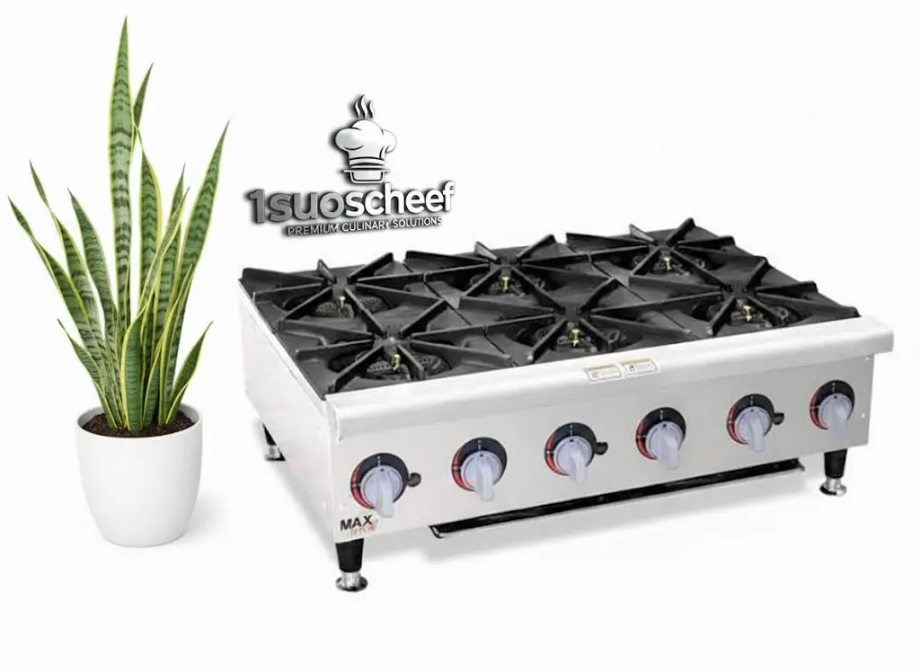 اجاق گاز ۶ شعله رومیزی صنعتی مکث ( silver MAX) - استیل ضدزنگ - مناسب فست‌فود و رستوران