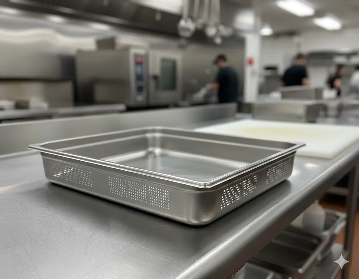 بن‌ماری پانچ یک یکم استیل مکث سیلور | عمق ۴ سانت | ضخامت ورق ۰.۸ میلی‌متر