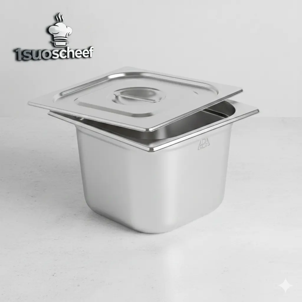 ​لگن بنماری  استیل صنعتی مکث سیلور سایز ۱/۲ با عمق ۲۰ سانتیمتر (ضخامت ۰.۸)