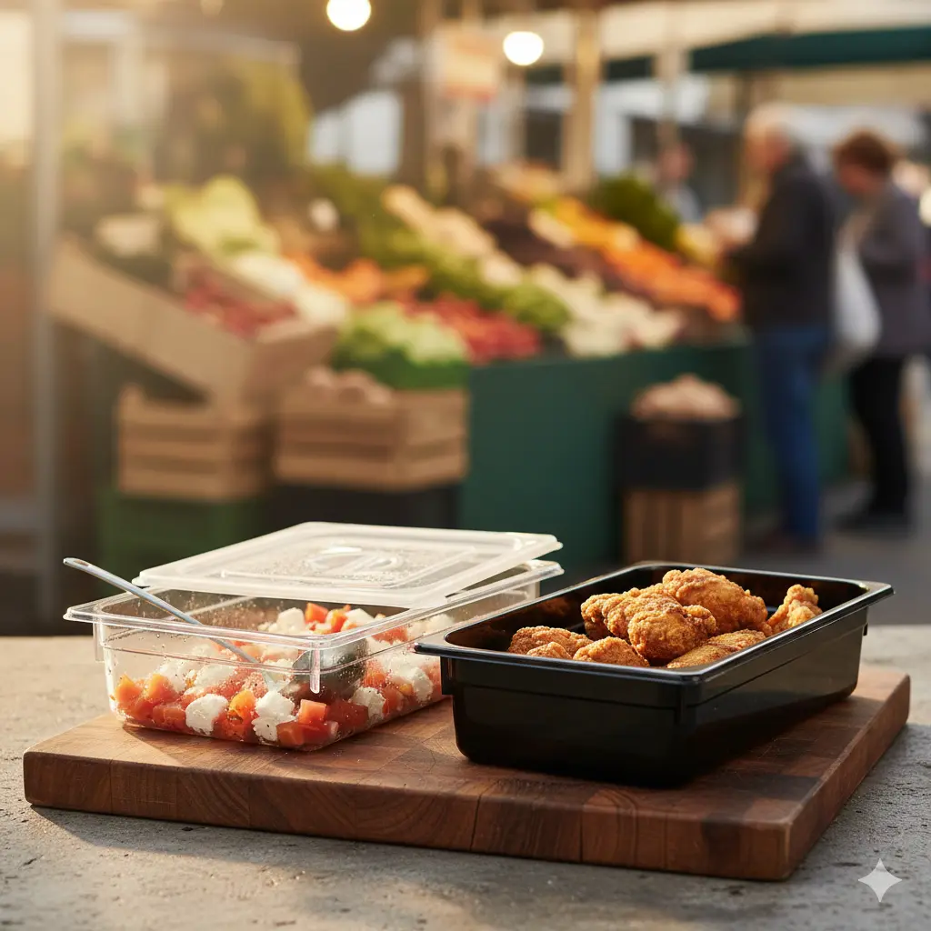 بنماری پلی کربنات 1/1 عمق 6.5 سانتی متر مکث سیلور (شفاف و مشکی)