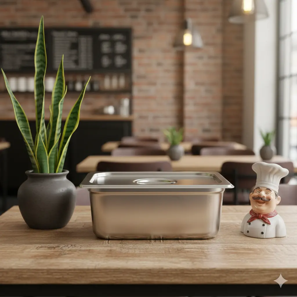 لگن بن‌ماری استیل ۱/۳ عمق ۱۵ سانتی‌متر مکث سیلور (Max Silver)