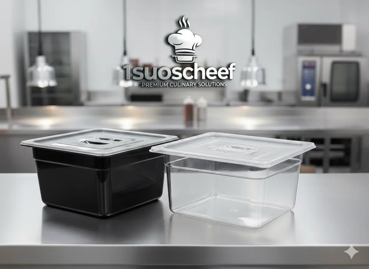 ظرف بنماری پلی‌کربنات ۱/۲ عمق ۱۵ سانت  (Best) - مشکی و شفاف ​