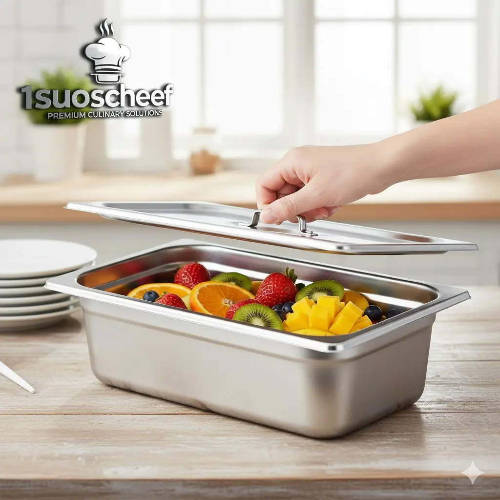 لگن بن ماری استیل ۱/۱ عمق ۱۵ سانتیمتر برند مکث سیلور (Max Silver) ضخامت 0/8